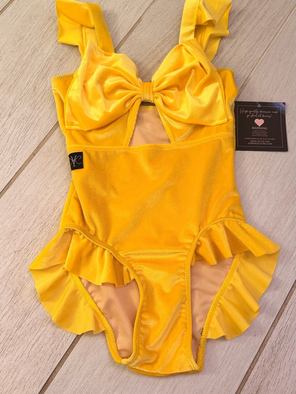 Kandi Kouture Yellow Velvet Leotard